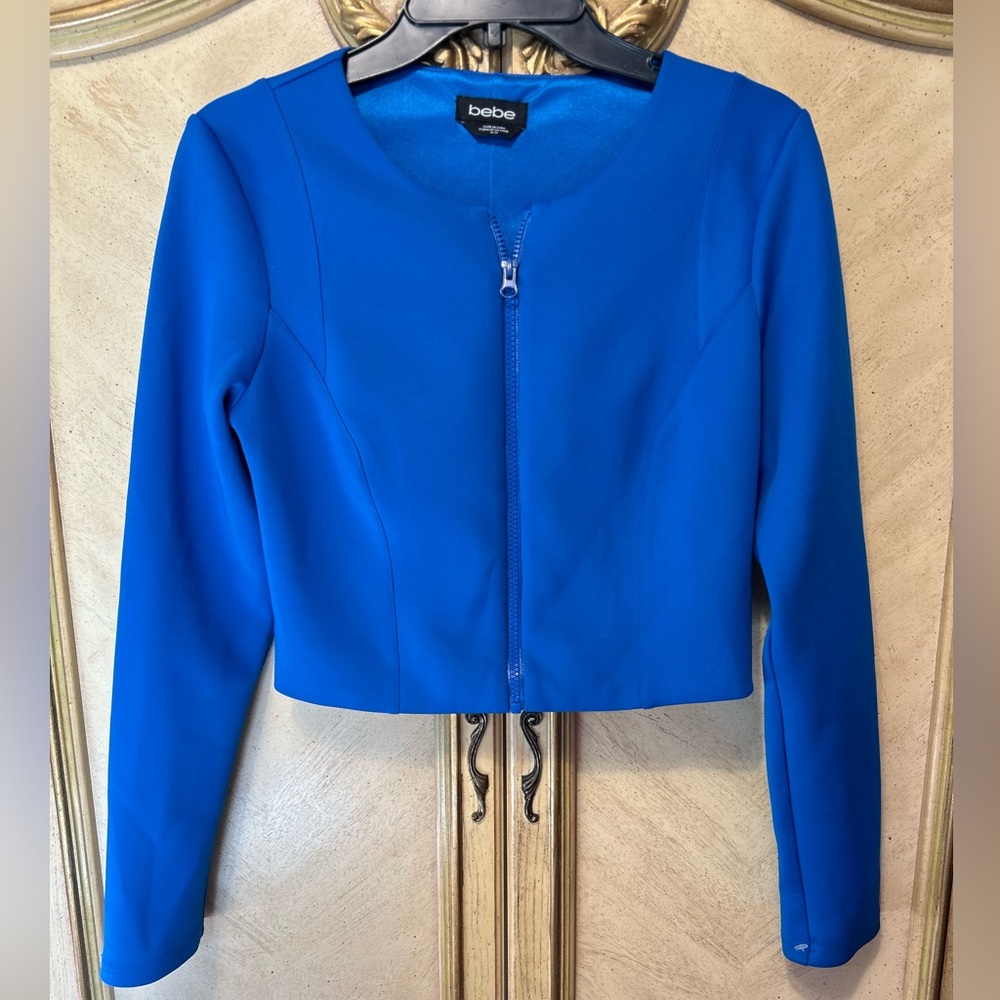 Bebe Royal Blue Zip Front Jacket Medium